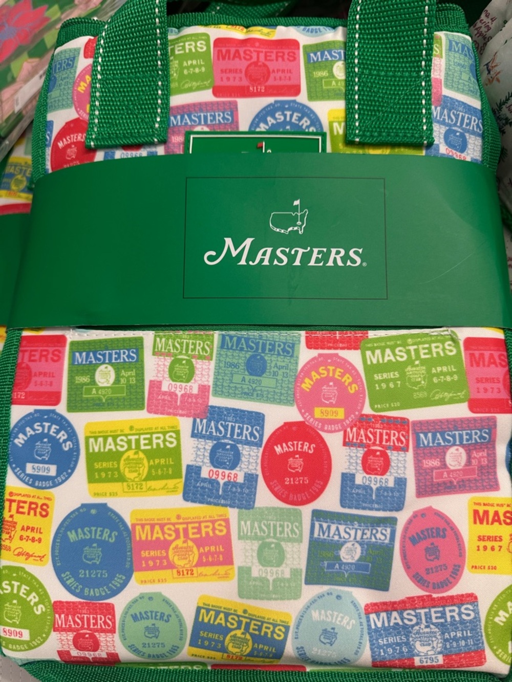 Masters Cooler Bag in Green with Multicolor Badge Print